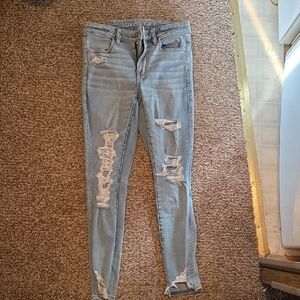 American Eagle Outfitters Light Blue Ripped Skinny Jeans